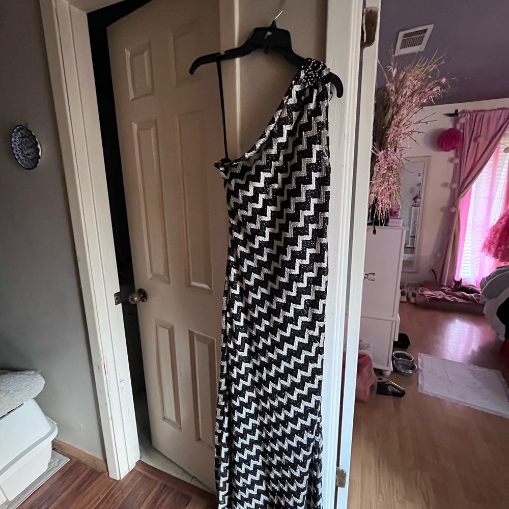 Cachet Black and White Sequin Dress